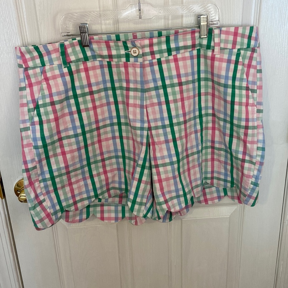Crown & Ivy Shelby Shorts Pink Green Blue Plaid 20W New without Tag